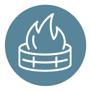 Fire pit icon for senior living amenities.