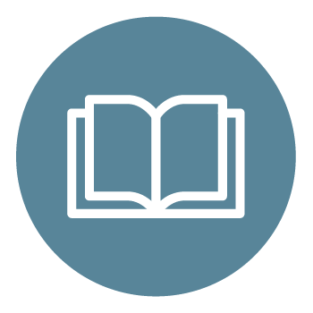 Open book icon, representing senior living amenities and learning opportunities.